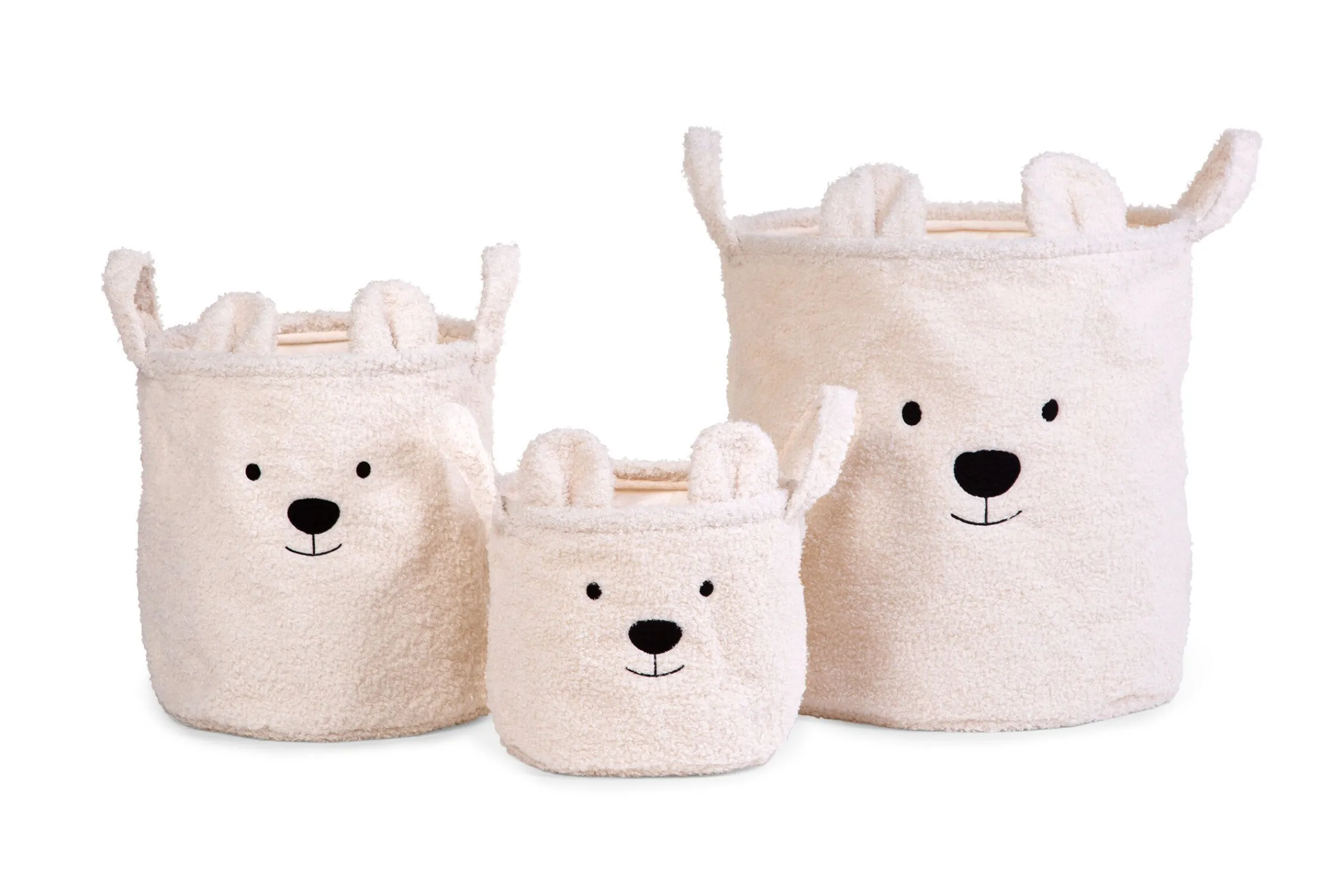 Childhome Paniers De Rangement-Paniers Teddy Set De 3 - Ecru