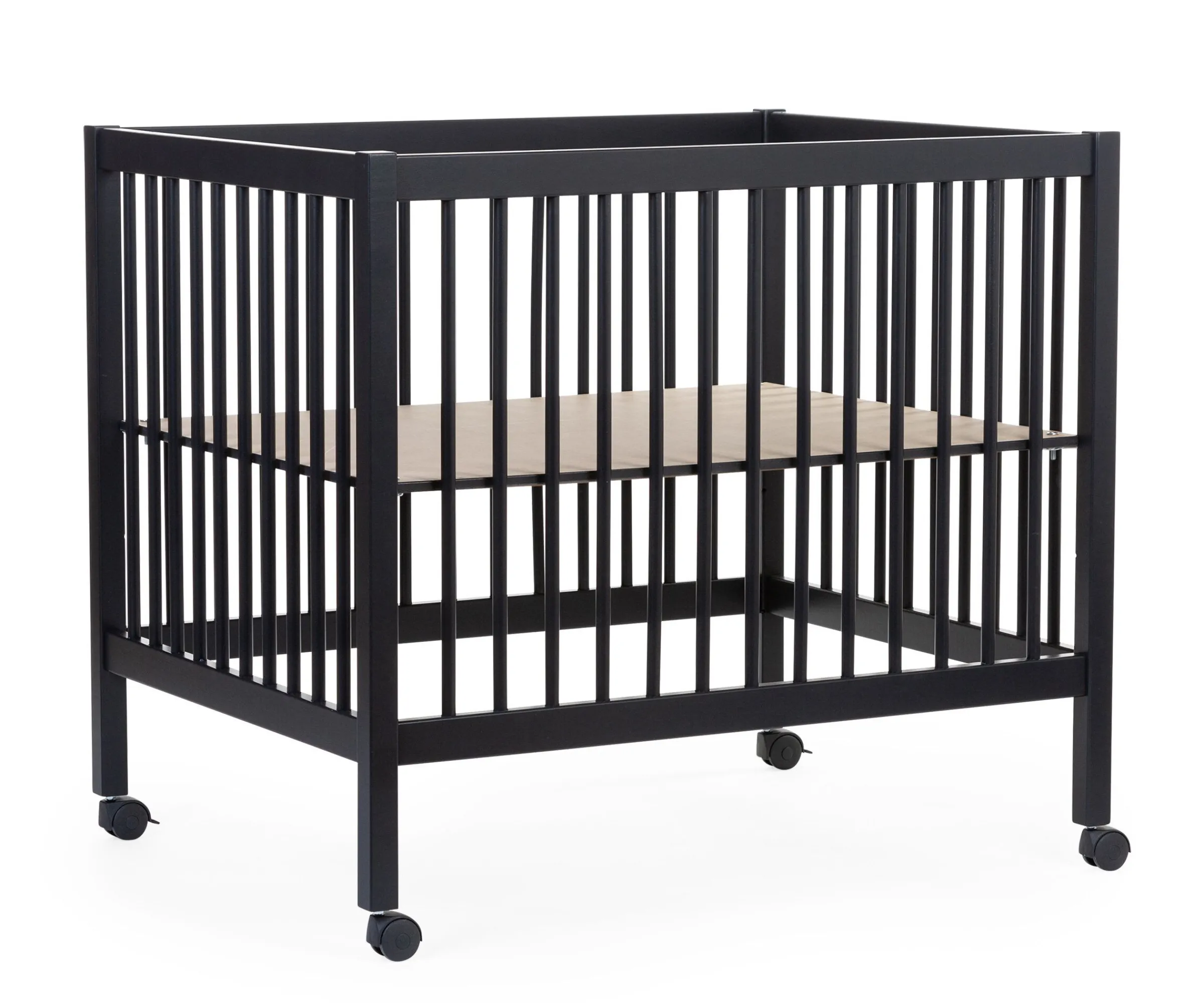 Childhome Parcs-Parc 97 + Roues - 95x75 Cm - Bois - Noir