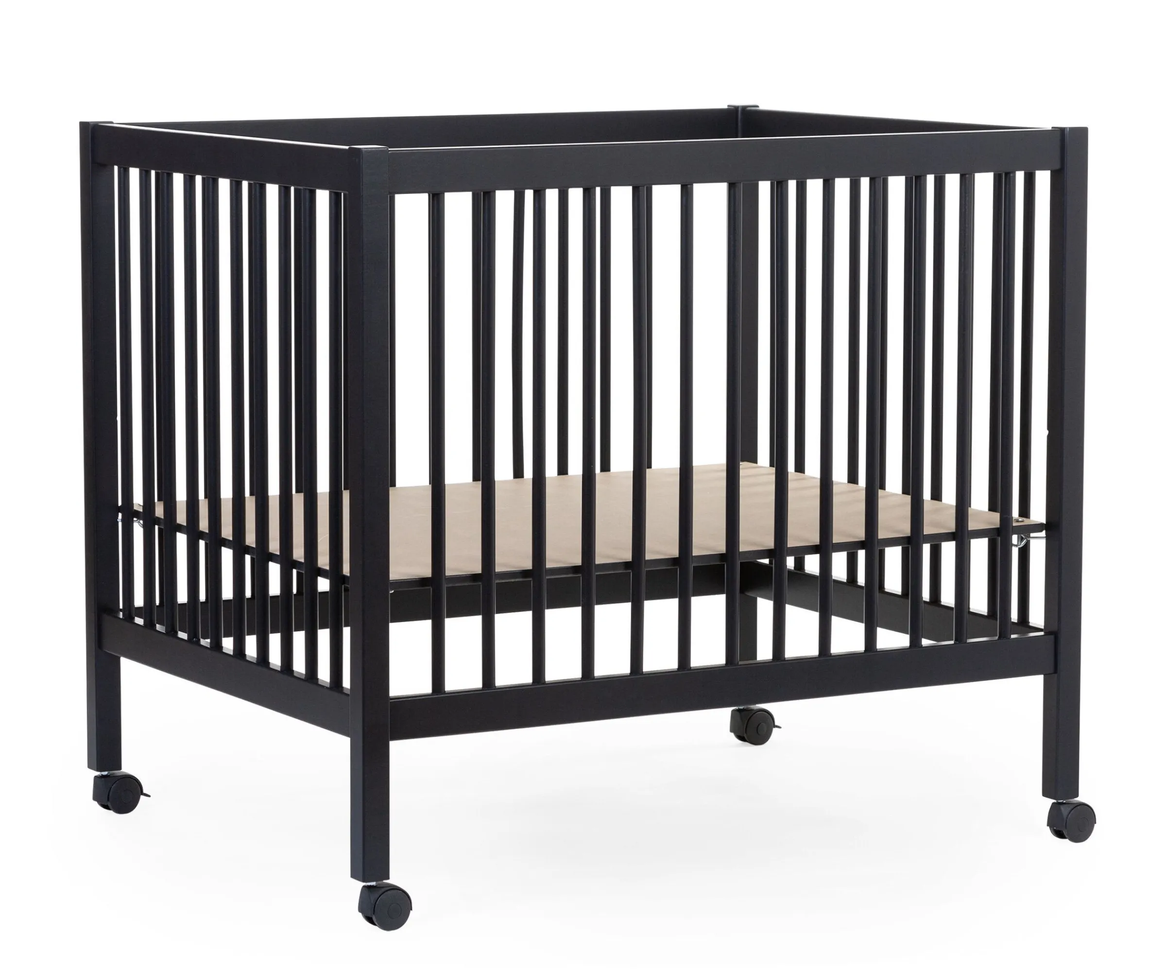Childhome Parcs-Parc 97 + Roues - 95x75 Cm - Bois - Noir