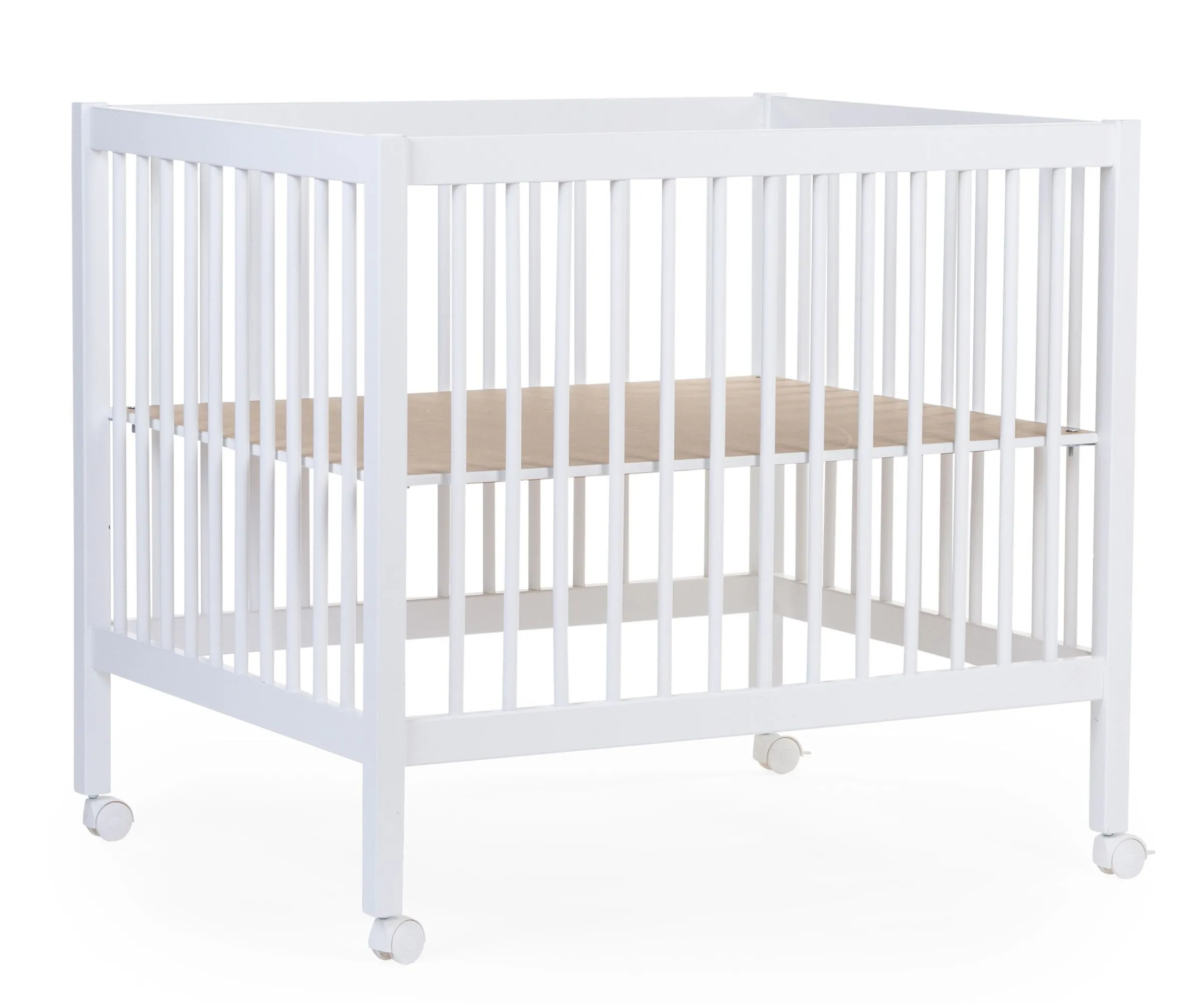 Childhome Parcs-Parc 97 + Roues - 95x75 Cm - Bois - Blanc