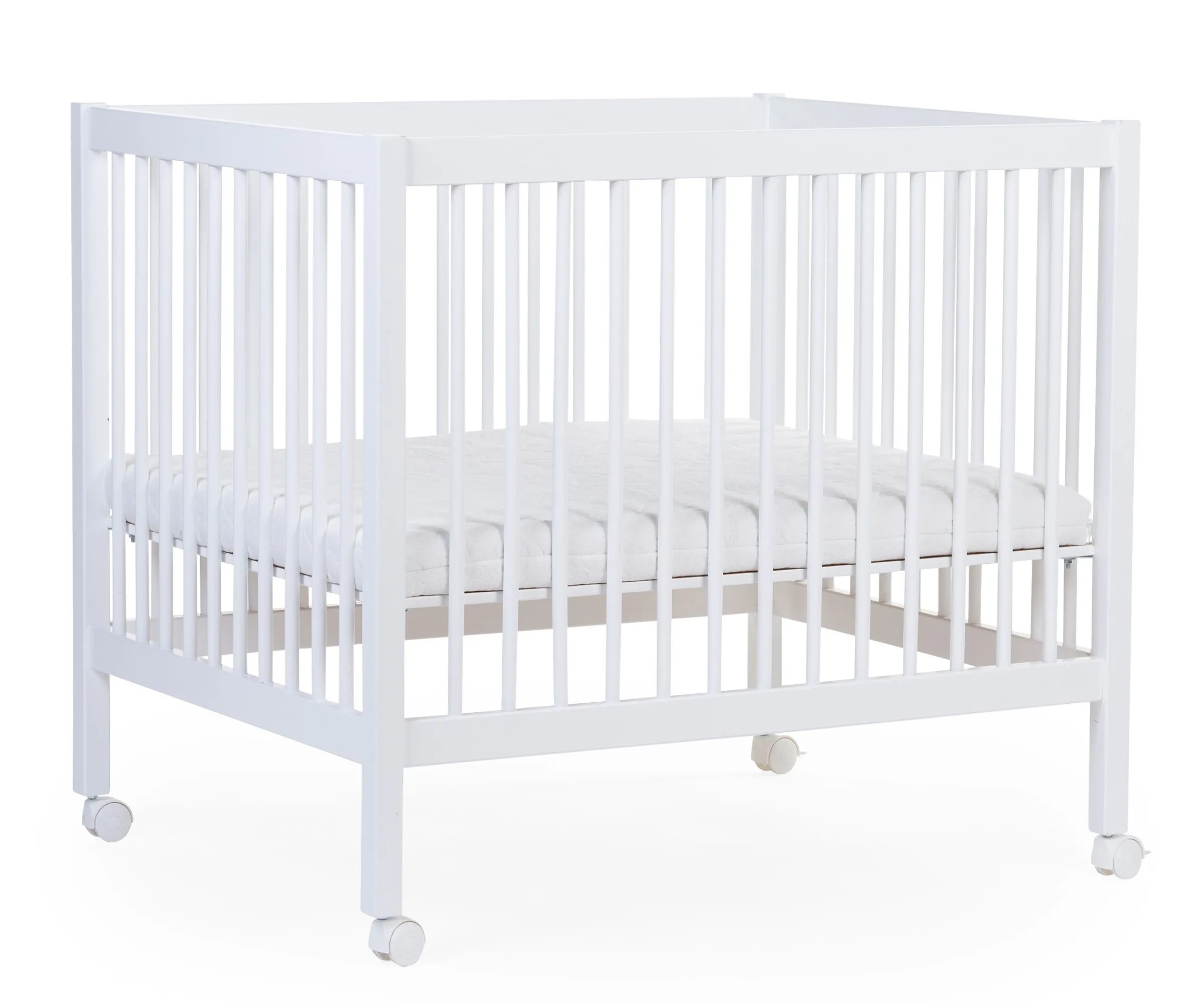 Childhome Parcs-Parc 97 + Roues - 95x75 Cm - Bois - Blanc