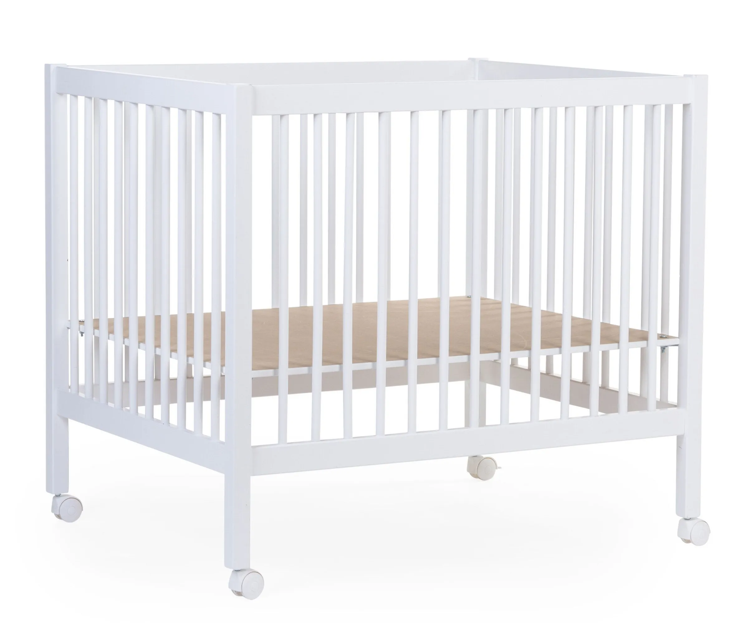 Childhome Parcs-Parc 97 + Roues - 95x75 Cm - Bois - Blanc