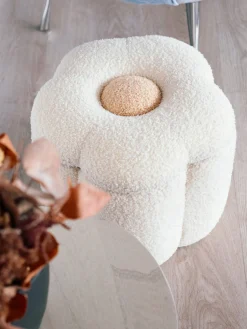 Childhome Paniers De Rangement-Pouf + Coffre à jouets Fleur blanc cassé