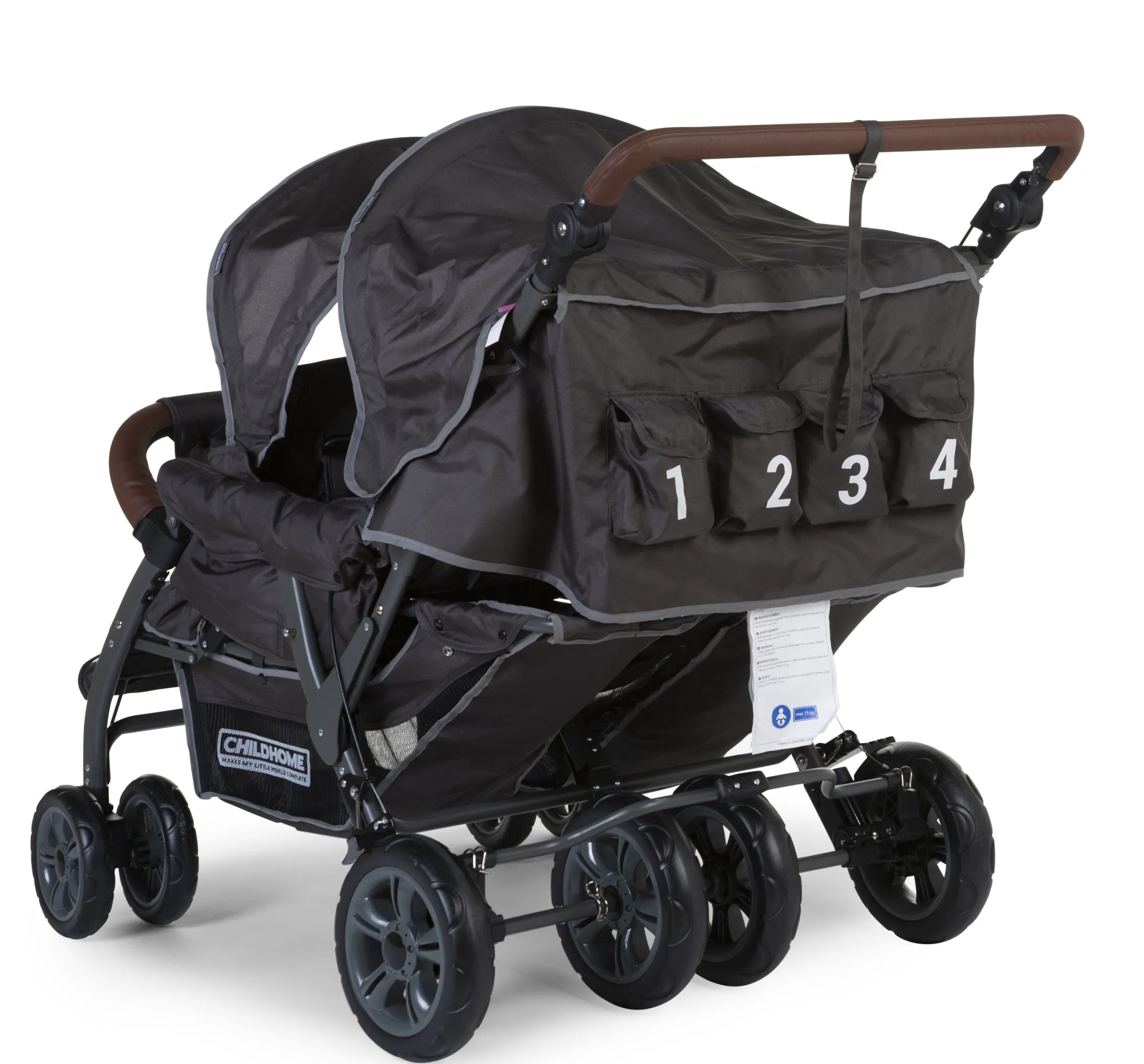 Childhome Poussettes Multi Places-Poussette Quadruple anthracite