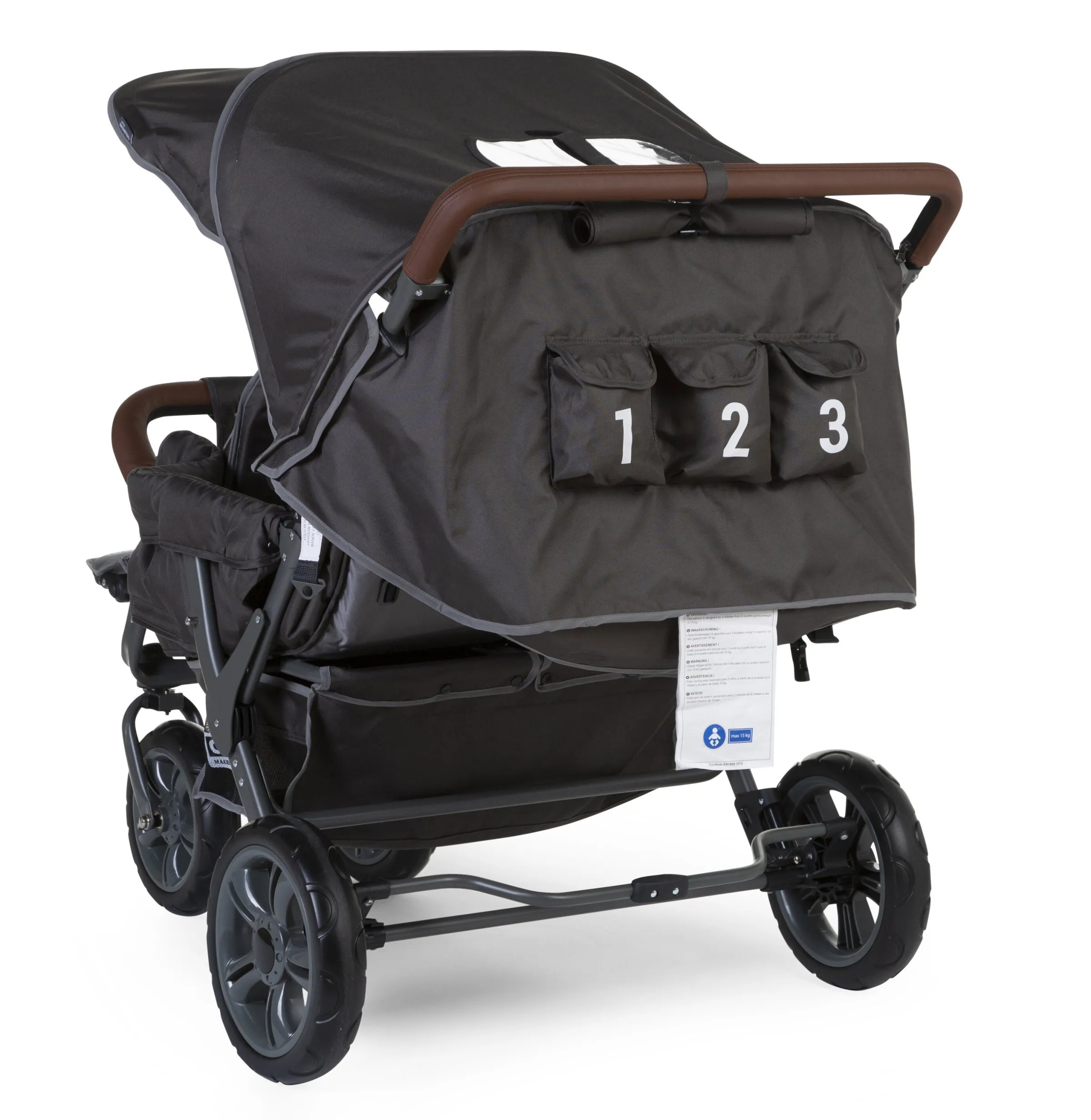 Childhome Poussettes Multi Places-Poussette Triplet anthracite