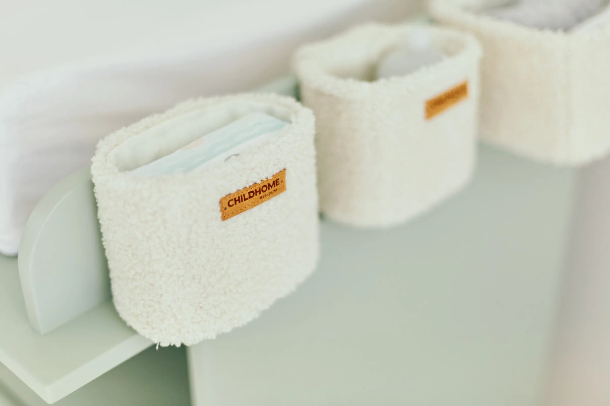 Childhome Paniers De Rangement-Set Van 3 Hangmandjes - 21x14x10 Cm + 14x10x10 Cm - Teddy Ecru