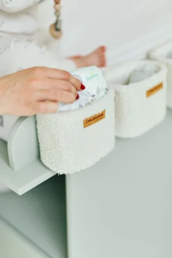 Childhome Paniers De Rangement-Set Van 3 Hangmandjes - 21x14x10 Cm + 14x10x10 Cm - Teddy Ecru
