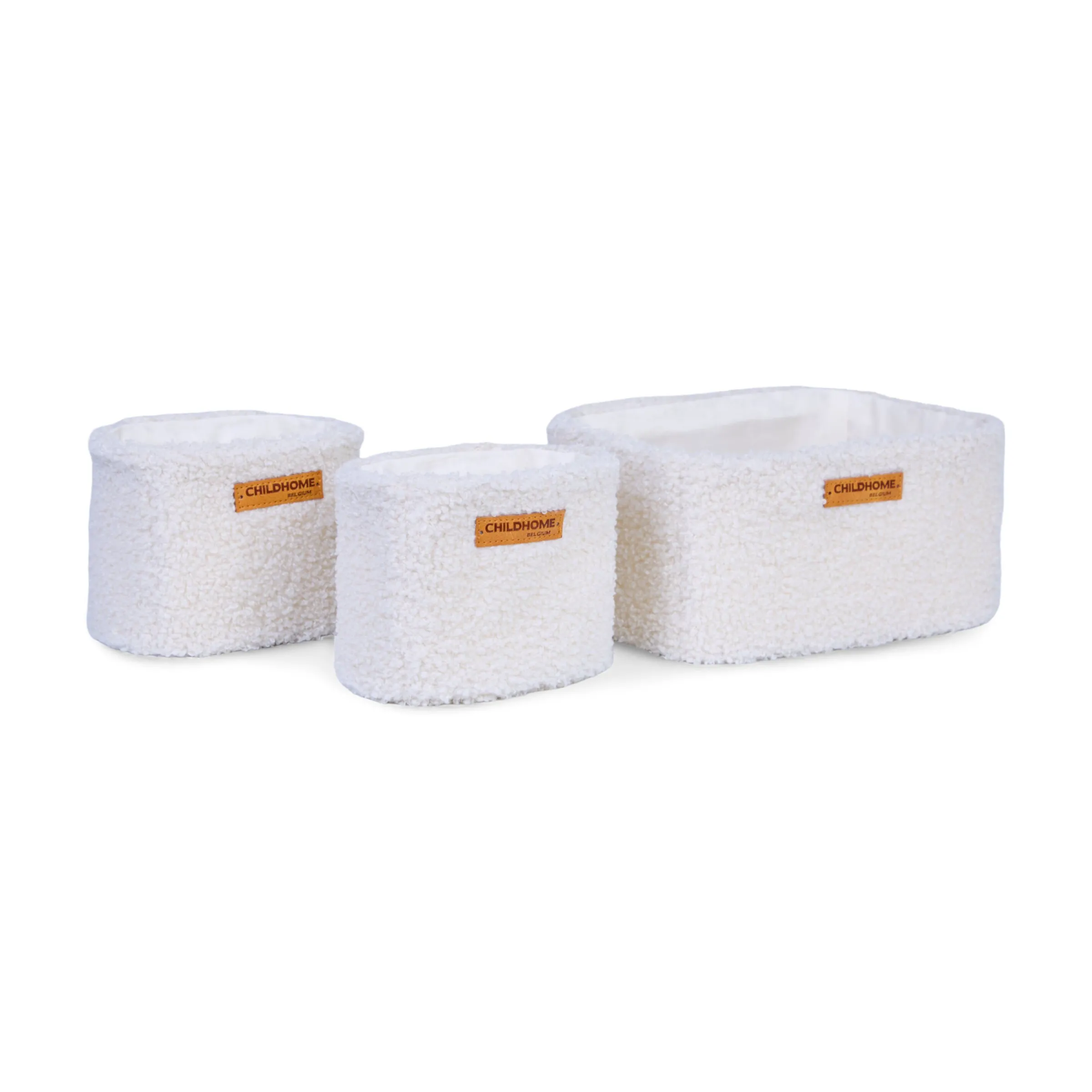 Childhome Paniers De Rangement-Set Van 3 Hangmandjes - 21x14x10 Cm + 14x10x10 Cm - Teddy Ecru