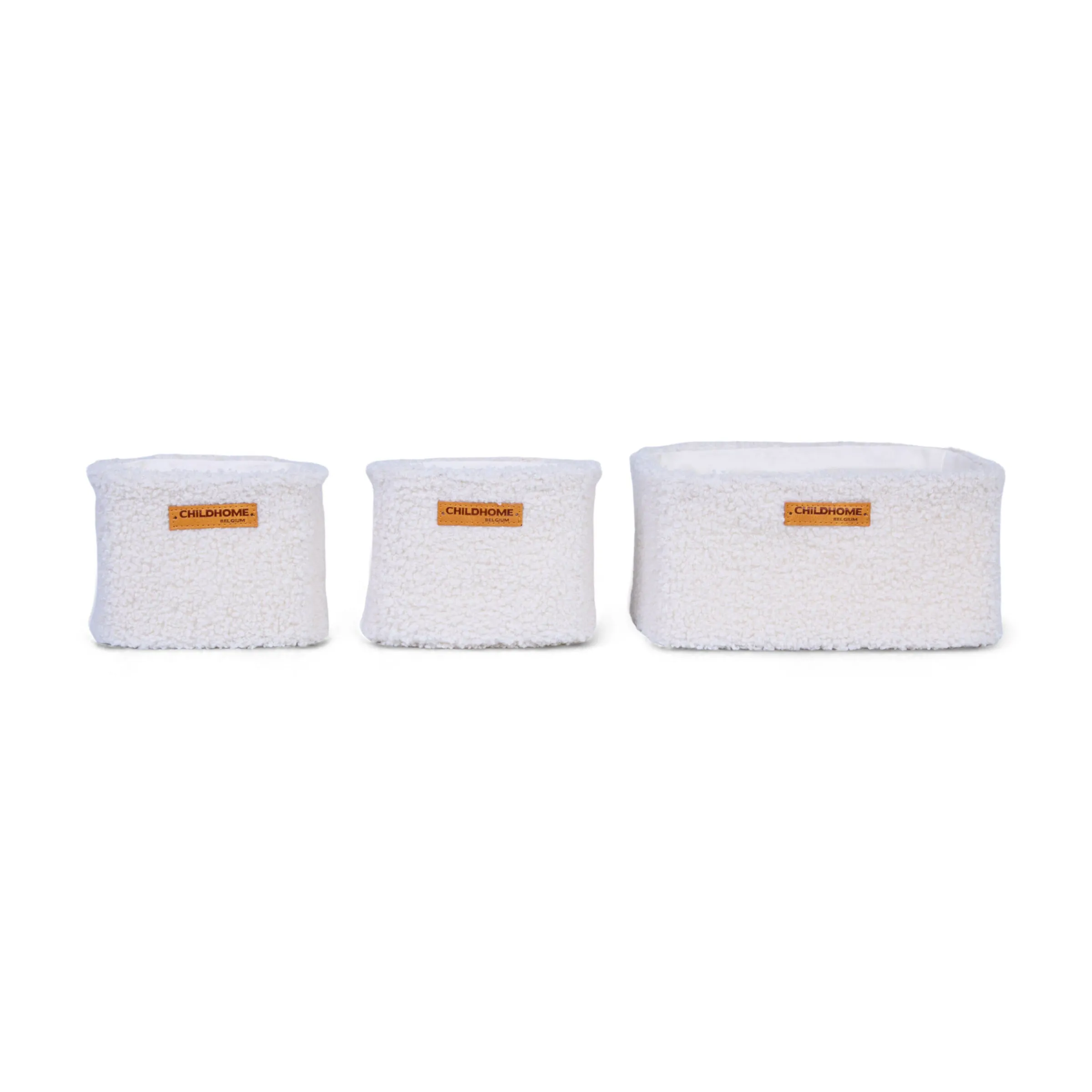 Childhome Paniers De Rangement-Set Van 3 Hangmandjes - 21x14x10 Cm + 14x10x10 Cm - Teddy Ecru