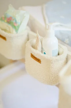 Childhome Paniers De Rangement-Set Van 3 Hangmandjes - 21x14x10 Cm + 14x10x10 Cm - Teddy Ecru