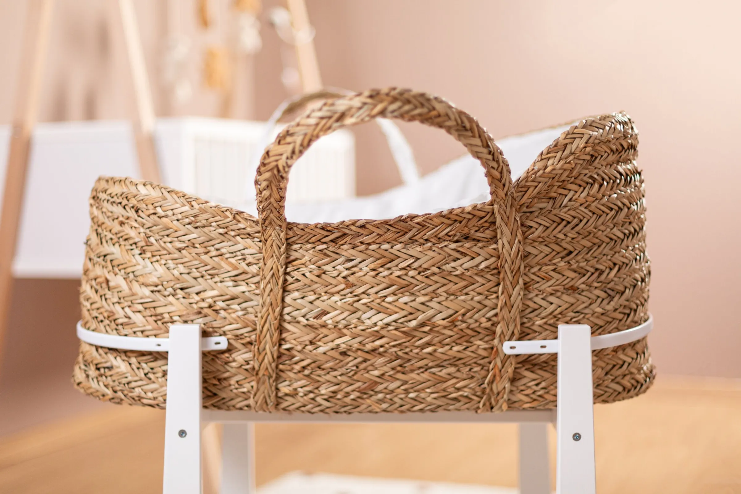 Childhome Supports-Support à bascule panier à moïse en bois blanc