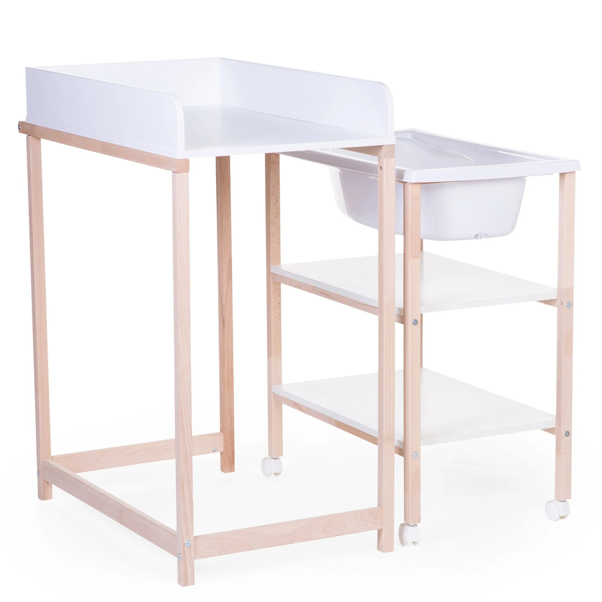 Childhome Tables À Langer-Table à langer baignoire naturel blanc