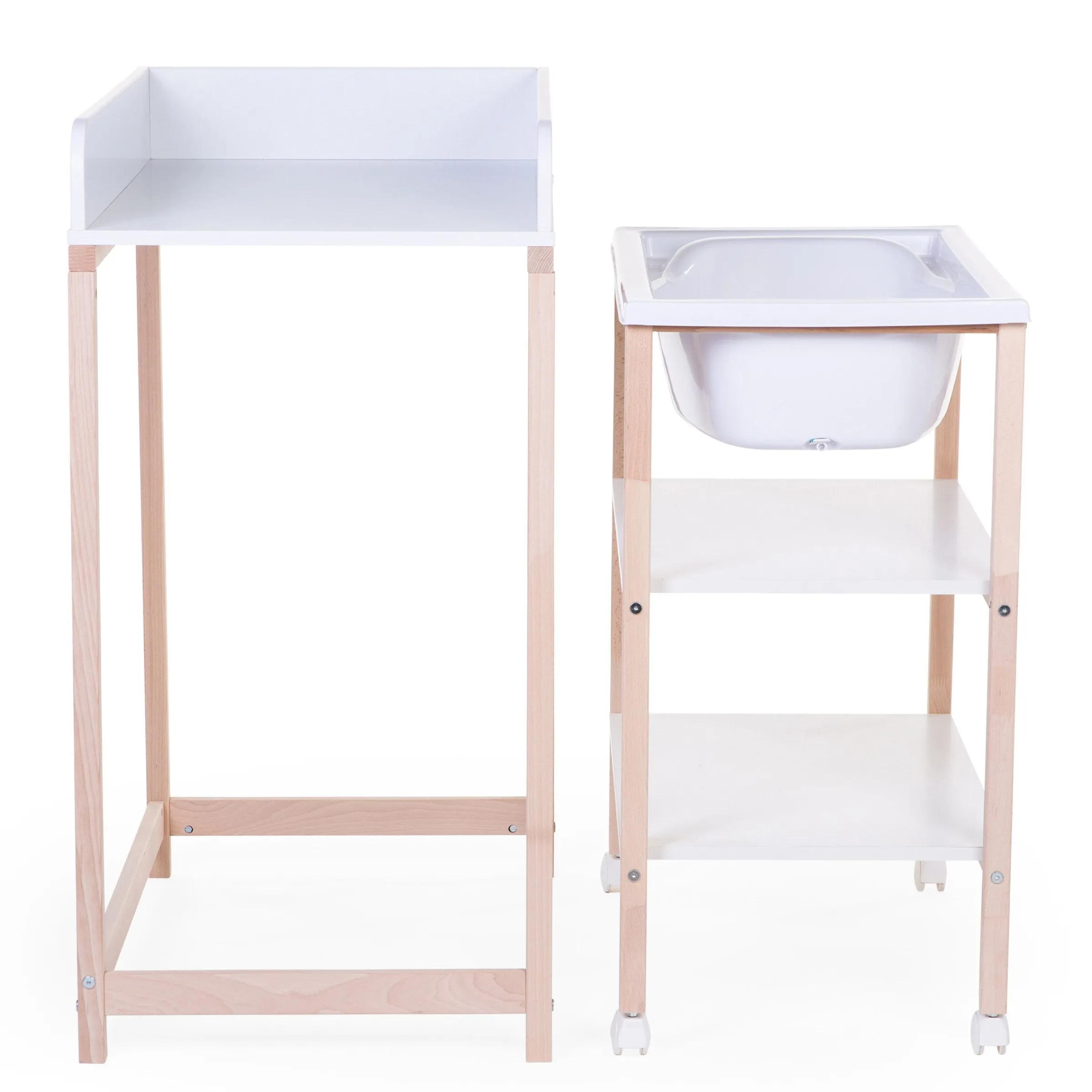 Childhome Tables À Langer-Table à langer baignoire naturel blanc