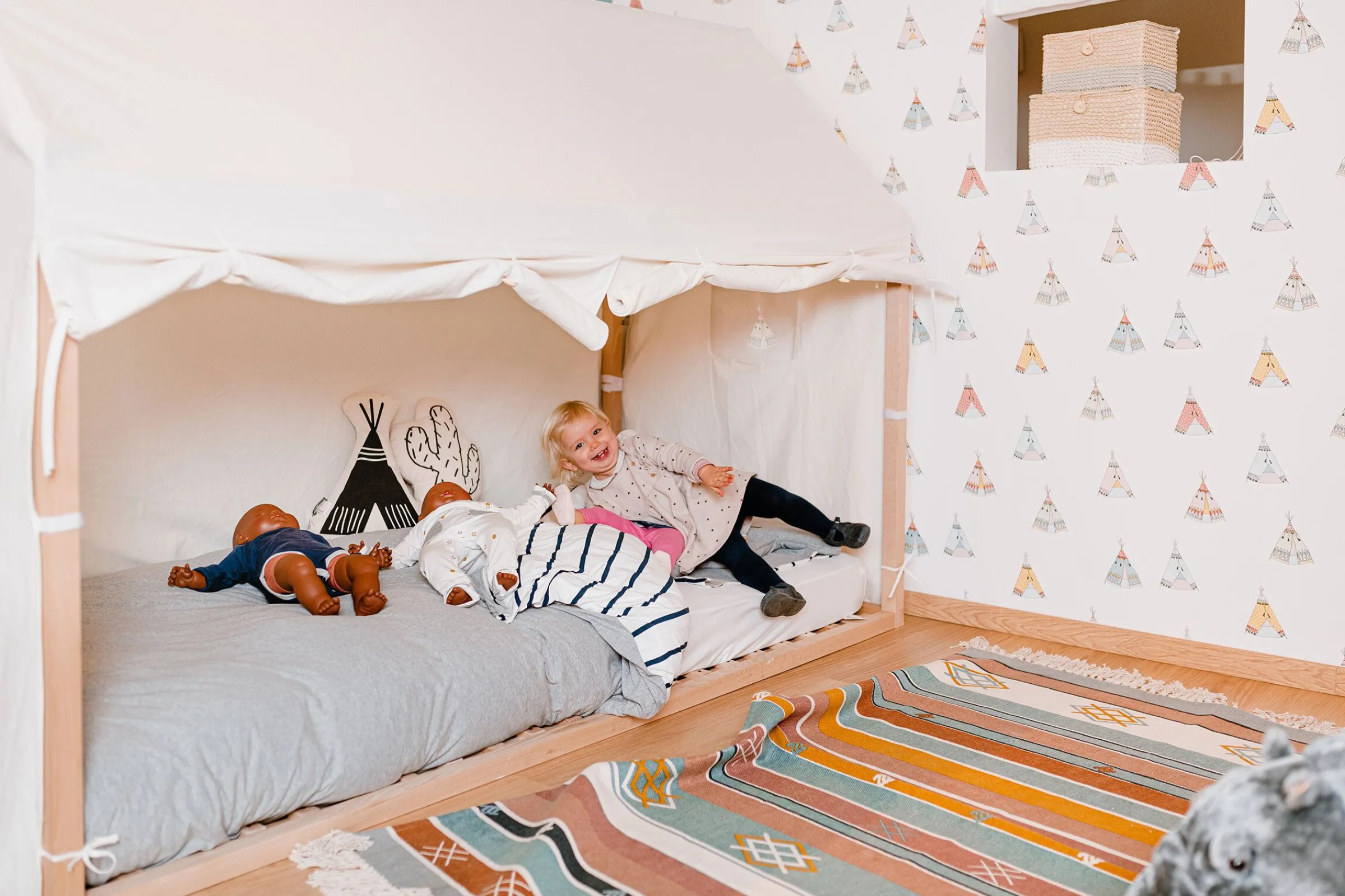 Childhome Accessoires|Tipi-Toile Pour Lit Cabane - 90x200 Cm - Blanc