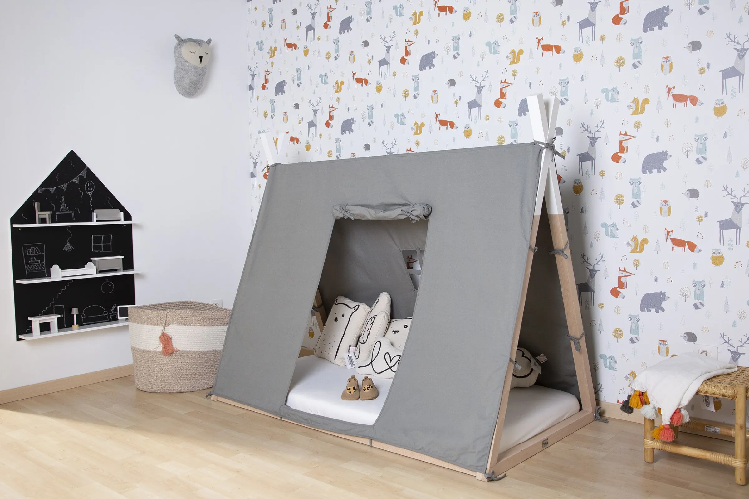 Childhome Accessoires|Tipi-Toile Pour Lit Tipi - 70x140 Cm - Gris